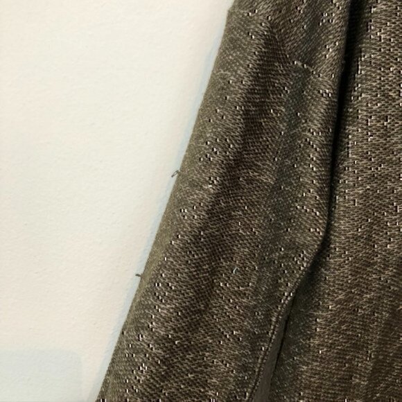 MISS ME Lace Front Sweatshirt Olive Green Pullover Mixed Media Material Crewneck - Picture 10 of 11